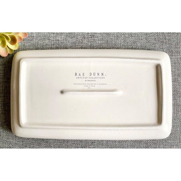 New Rae Dunn JUNK Ceramic Makeup Jewelry Keys Change Trinket Organizer Tray 9" - Picture 5 of 5